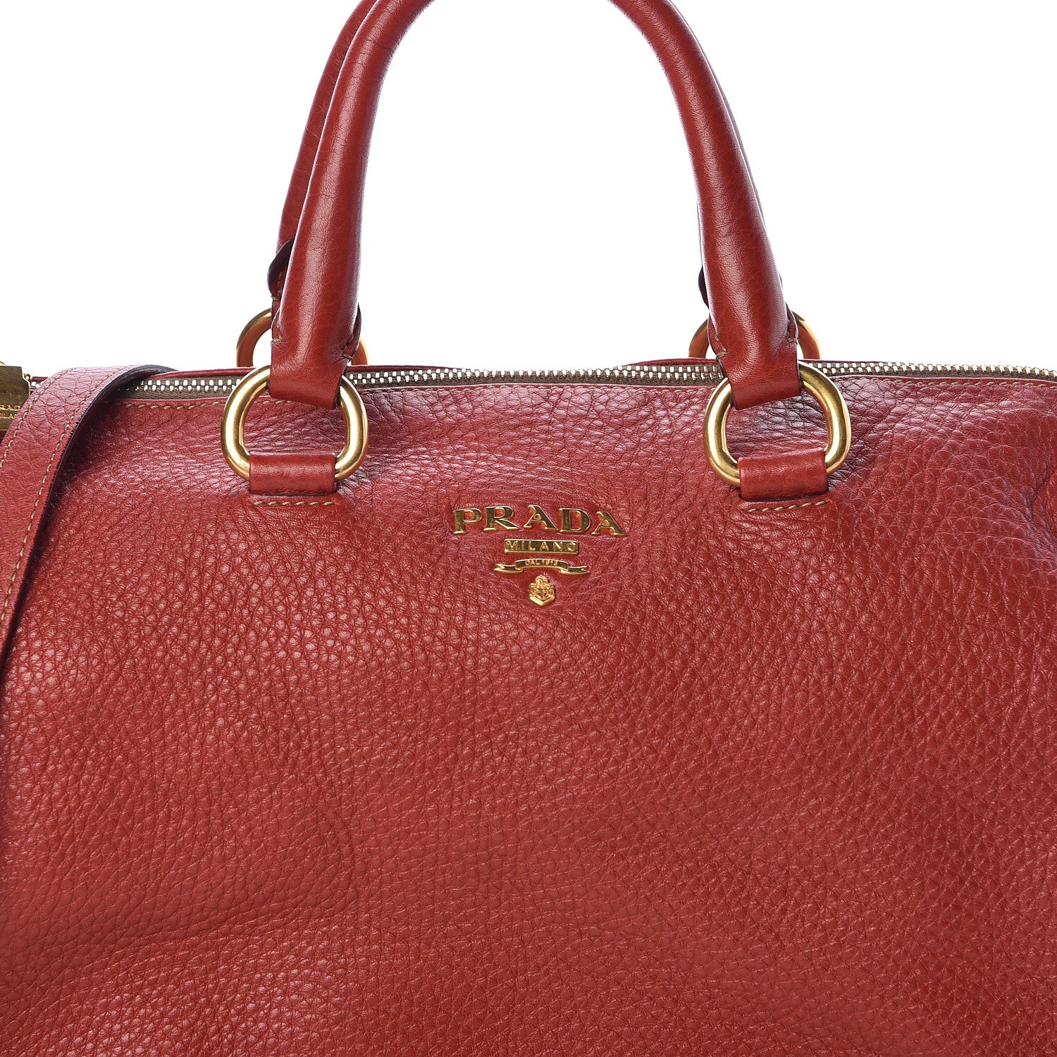 Prada Vitello Daino Top Handle Shoulder Bag Rosso 9 of 11