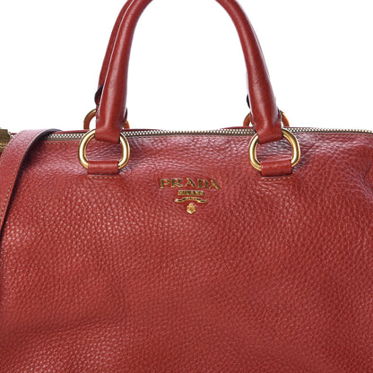 Prada Vitello Daino Top Handle Shoulder Bag Rosso 9 of 11