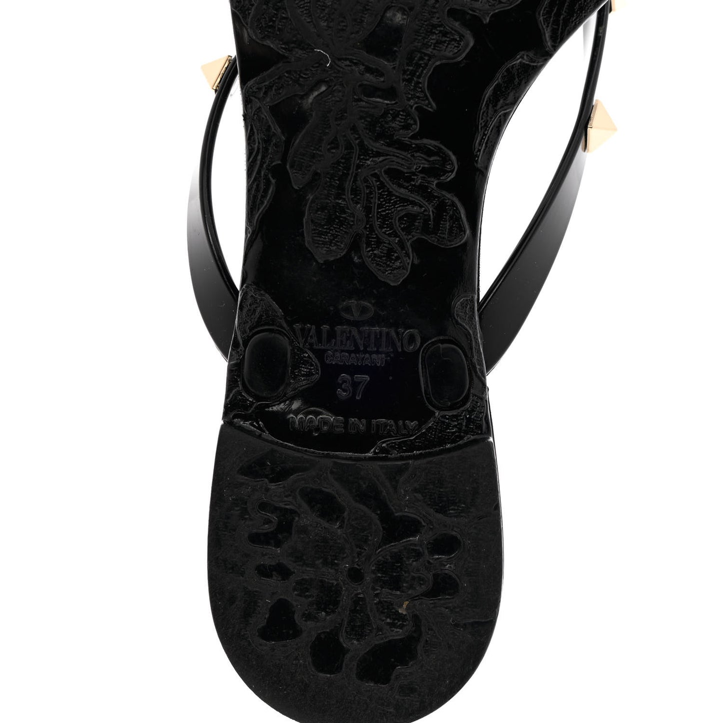 PVC Jelly Rockstud Bow Thong Sandals 37 Black