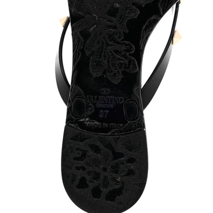 Valentino Garavani PVC Jelly Rockstud Bow Thong Sandals 37 Black 7 of 9