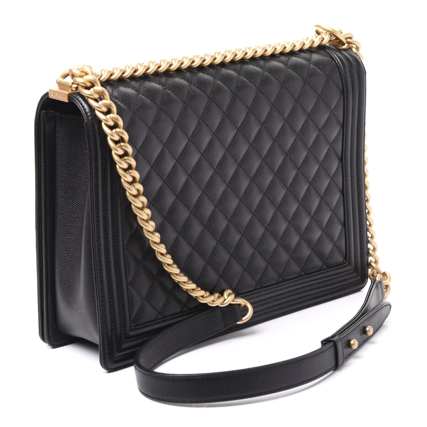 Caviar Quilted Large Boy Flap Black