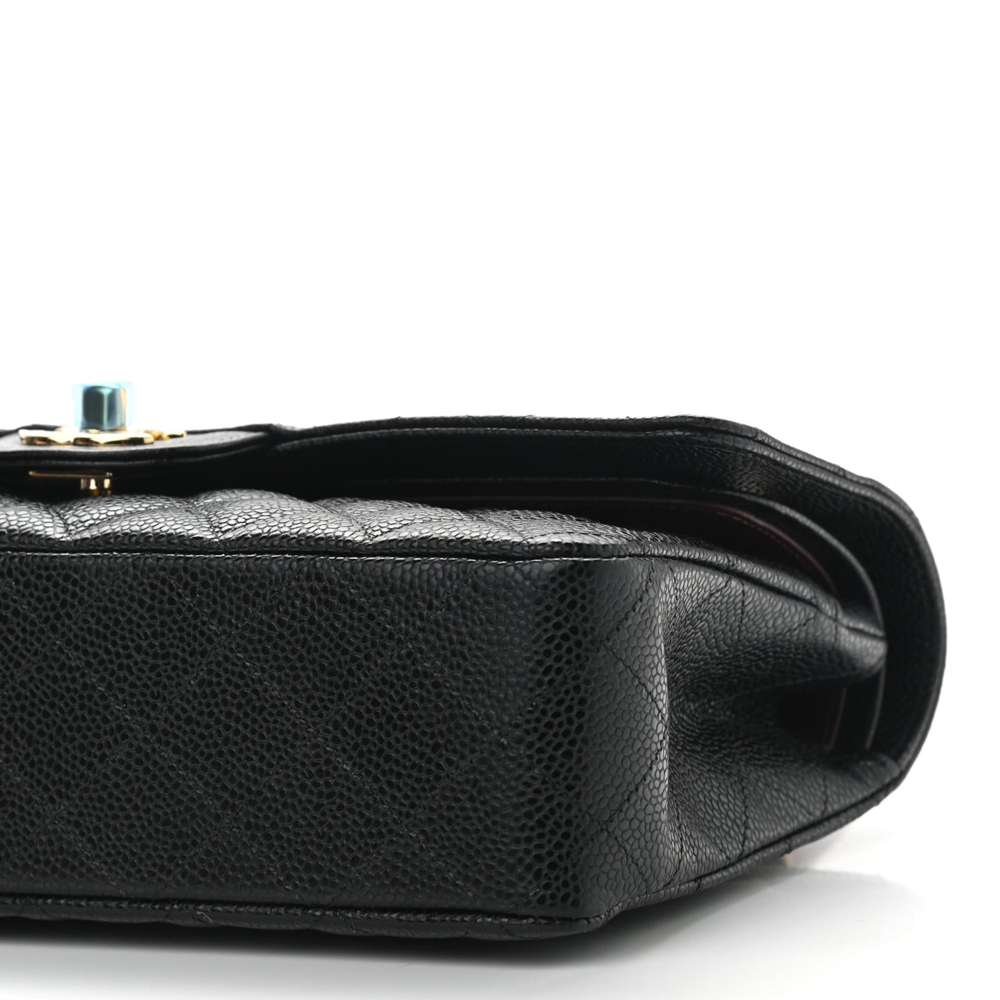Caviar Quilted Medium Double Flap Black