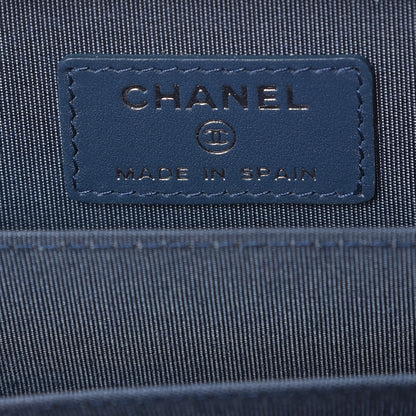 Chanel Caviar Quilted Boy Zip Around Coin Purse Wallet Dark Blue 6 of 8