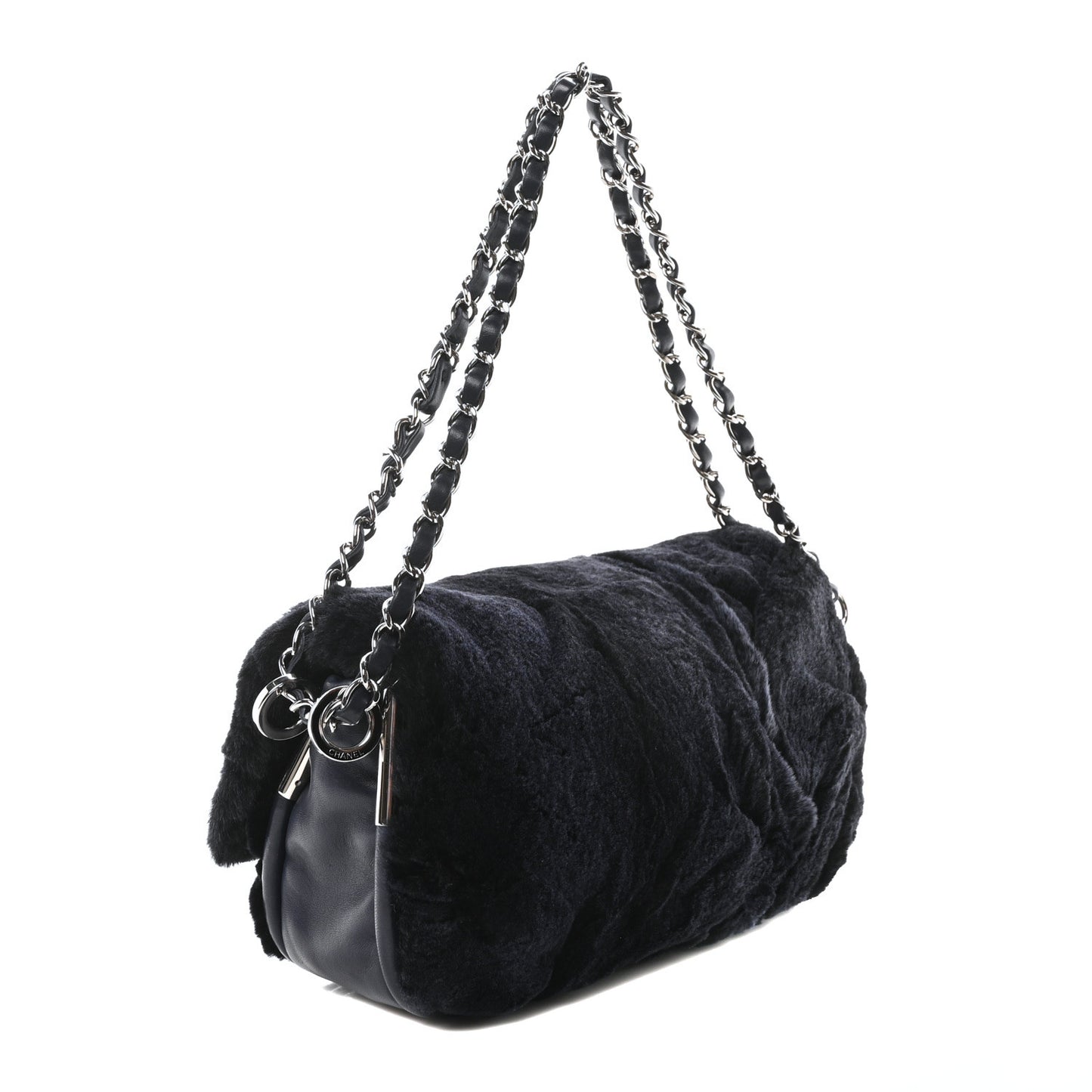 Lapin Rabbit Fur Flap Blue