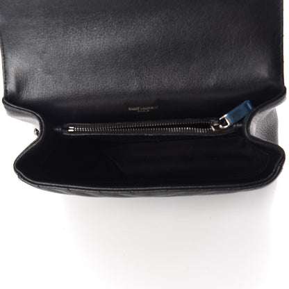 Saint Laurent Sheepskin Matelasse Chevron Monogram Medium College Bag Black 7 of 10
