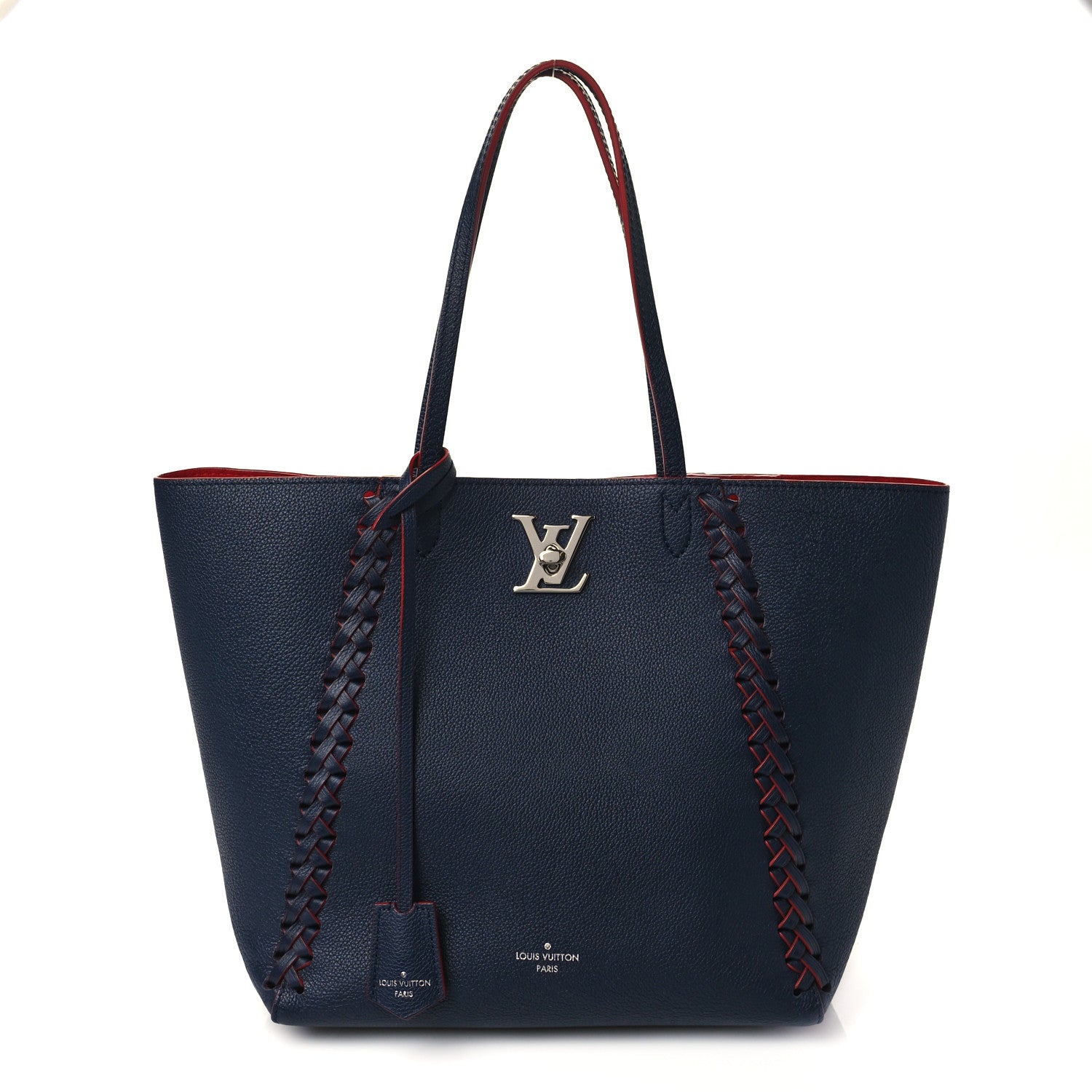 Louis Vuitton Calfskin Braided Lockme Cabas Marine Rouge 1 of 7
