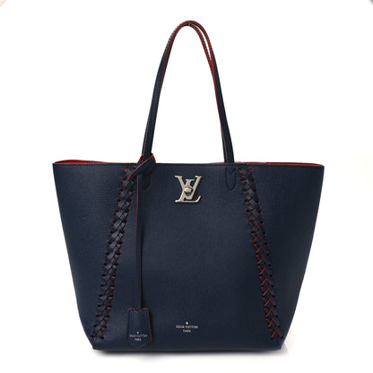 Louis Vuitton Calfskin Braided Lockme Cabas Marine Rouge 1 of 7