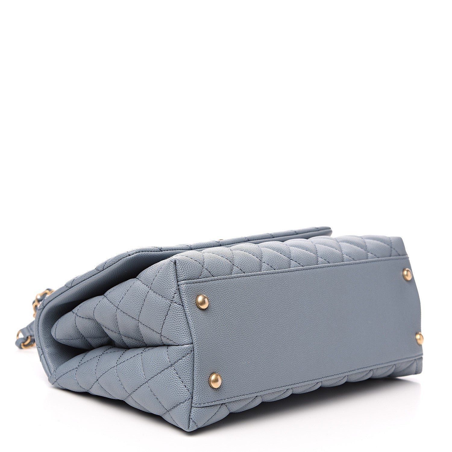 Chanel Caviar Quilted Small Coco Handle Flap Blue 3 of 9