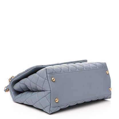 Chanel Caviar Quilted Small Coco Handle Flap Blue 3 of 9
