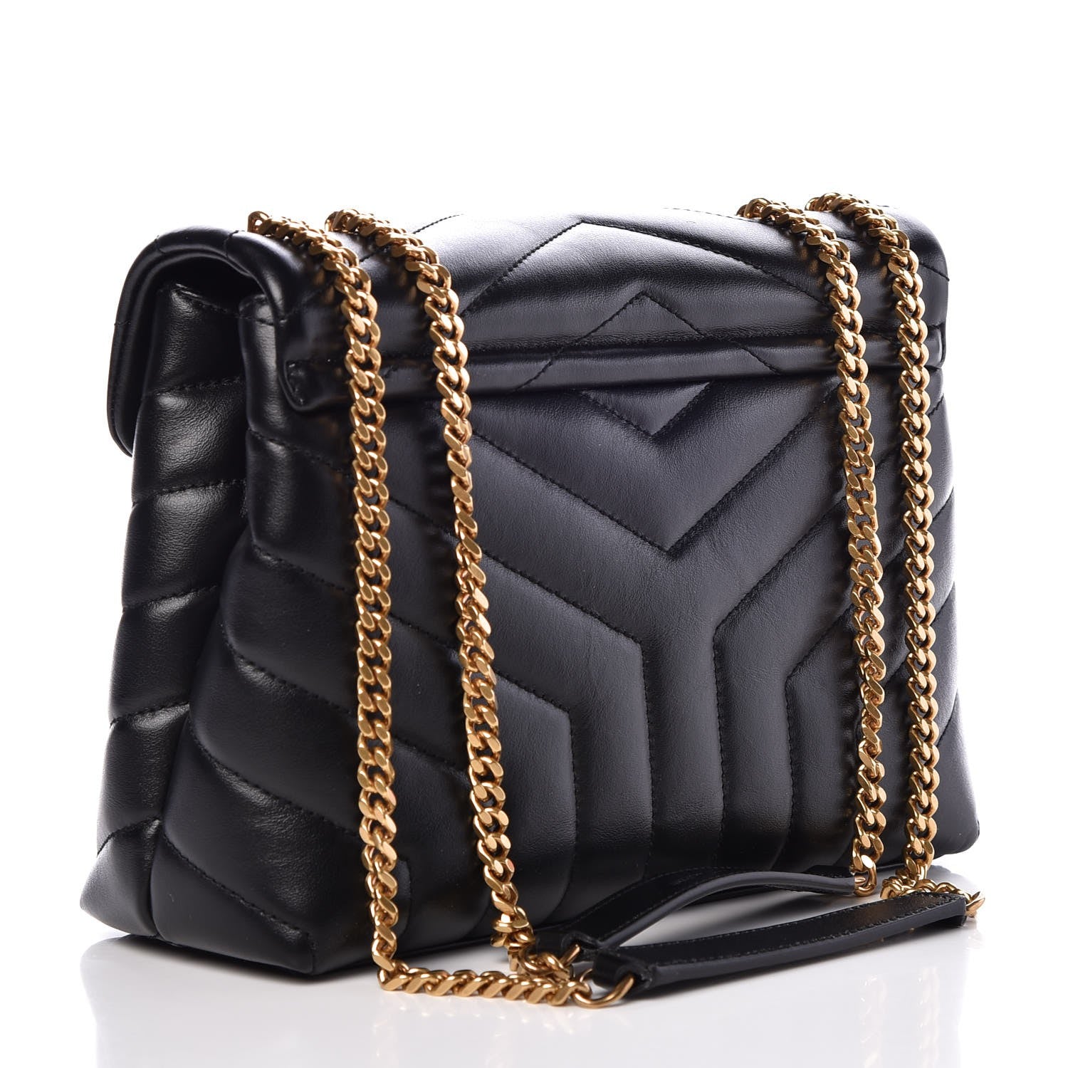 Saint Laurent Calfskin Y Quilted Monogram Small Loulou Chain Satchel Black 4 of 8