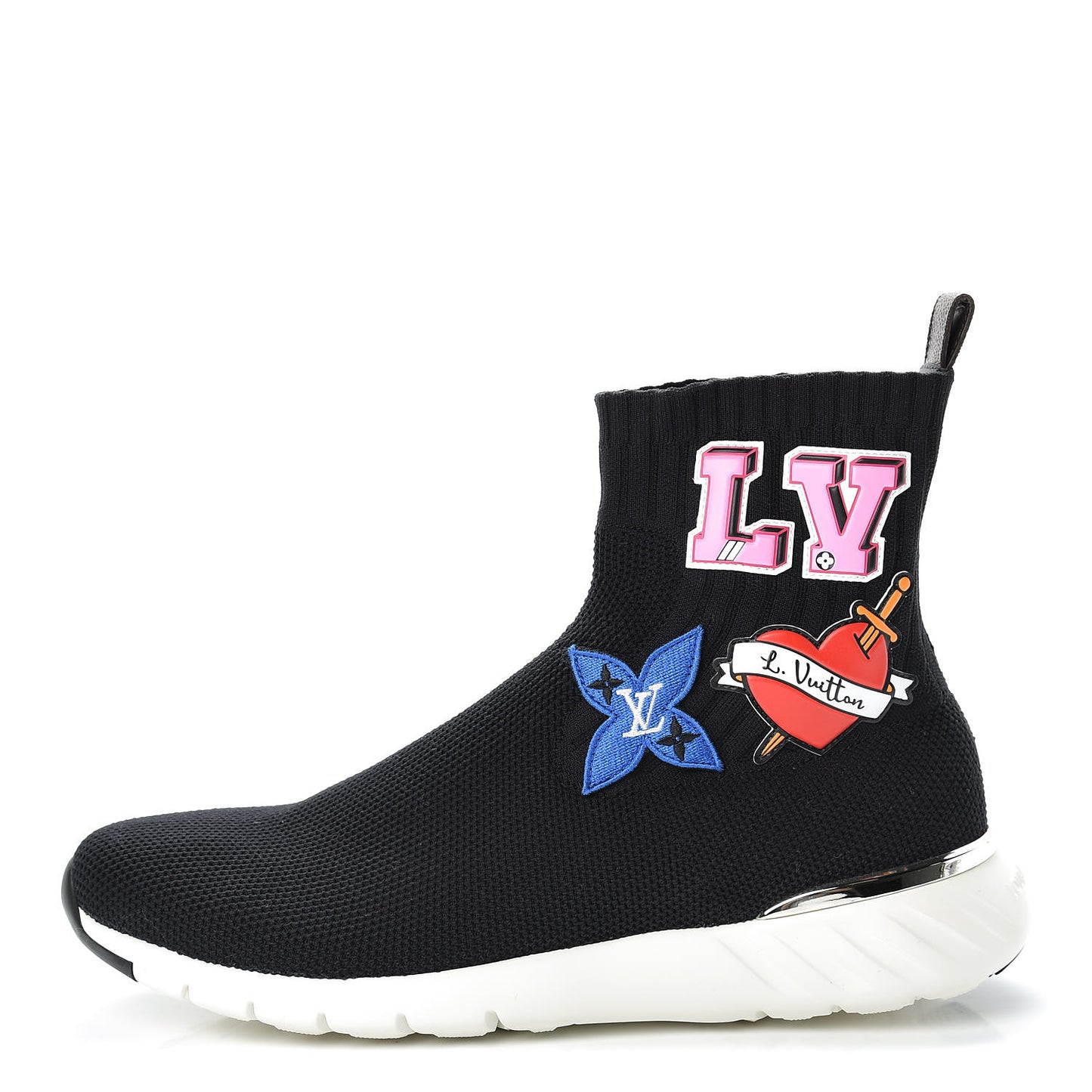 Stretch Fabric LV Black Heart Sock Sneaker 38.5 Black