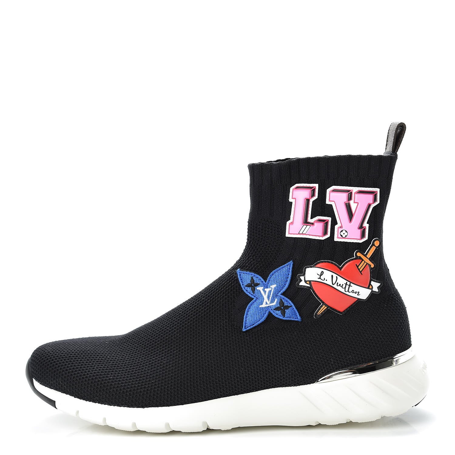 Louis Vuitton Stretch Fabric LV Black Heart Sock Sneaker 38.5 Black 1 of 9