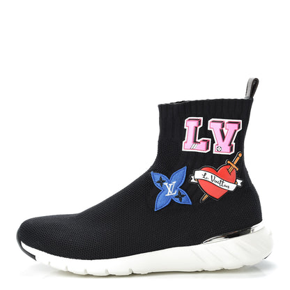 Louis Vuitton Stretch Fabric LV Black Heart Sock Sneaker 38.5 Black 1 of 9