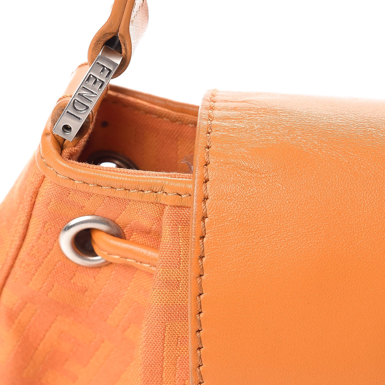 Fendi Zucchino Cuoio Shoulder Bag Mandarino 14 of 19