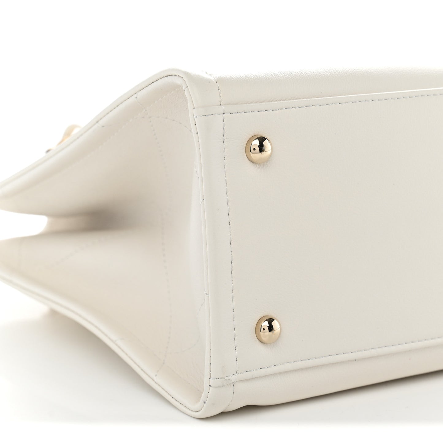 Calfskin CC Zipped Shopping Tote White
