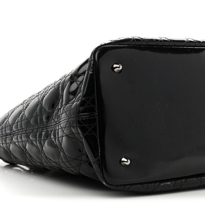 Christian Dior Patent Cannage Medium Panarea Tote Black 9 of 11
