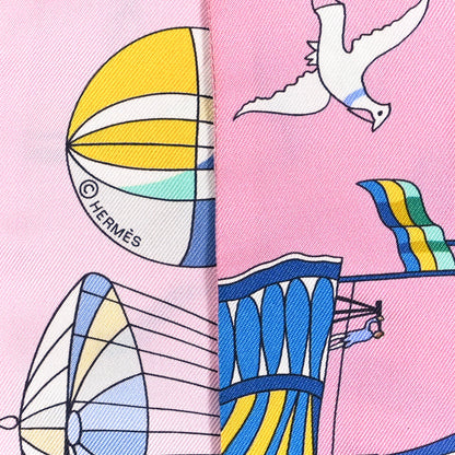 Hermes Silk Les Folies Du Ciel Twilly Rose Bleu Jaune Vif 4 of 4