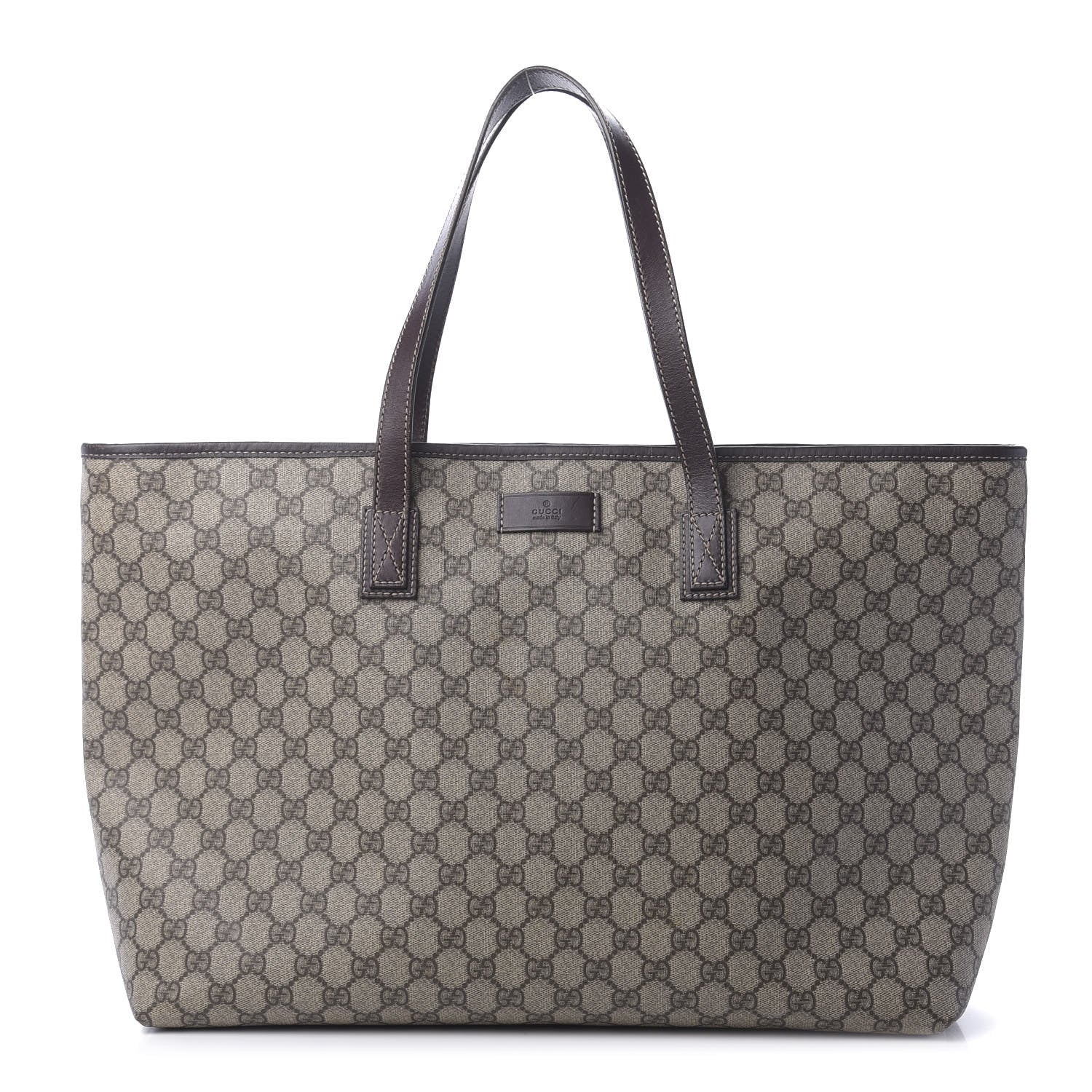 Gucci GG Supreme Monogram Large Zippered Shopping Tote Brown 1 of 11