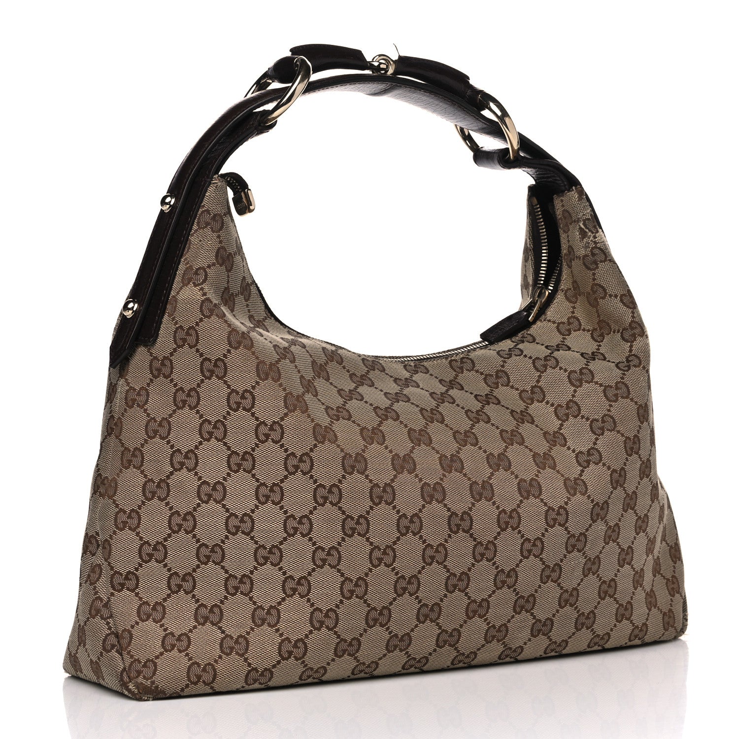 Gucci Monogram Medium Horsebit Chain Hobo Dark Brown 2 of 9