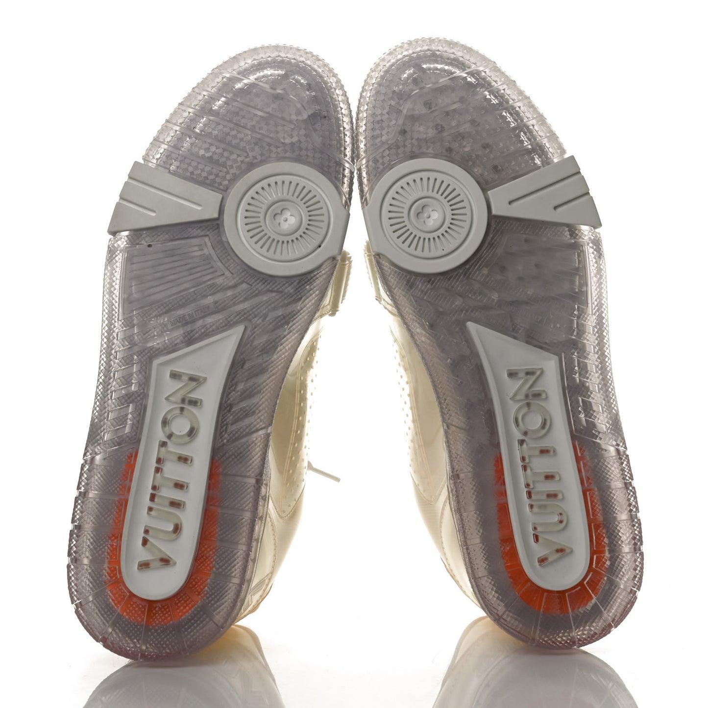 Mix Materials Transparent Monogram Mens LV Trainer Sneakers 7.5 White