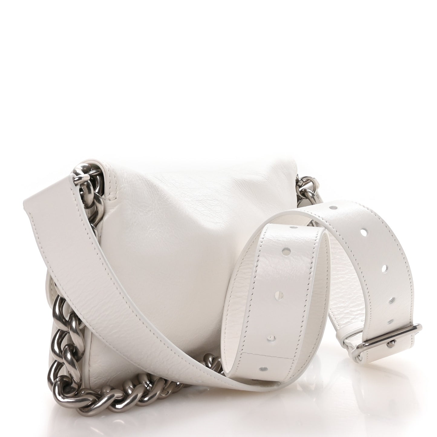 Peach Calfskin Small BB Soft Flap Bag Optic White