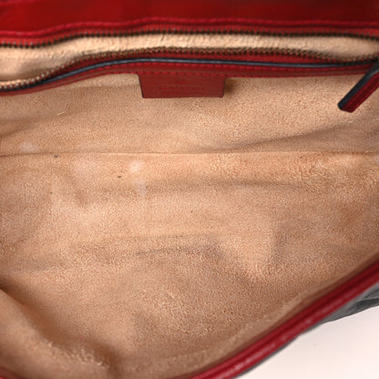Gucci Vintage Effect Calfskin Matelasse Diagonal Small Torchon GG Marmont Shoulder Bag Black Romantic Cherry 5 of 10