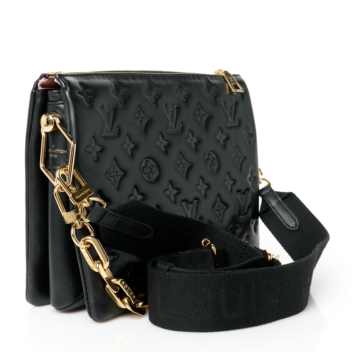 Lambskin Embossed Monogram Coussin PM Black