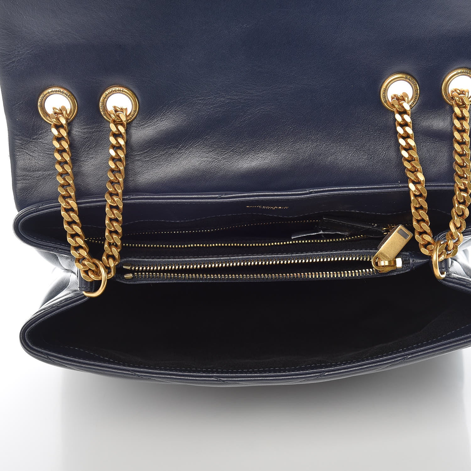 Saint Laurent Calfskin Y Quilted Monogram Medium Loulou Chain Satchel Medium Blue 7 of 9