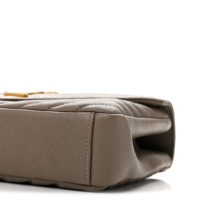 Saint Laurent Sheepskin Matelasse Chevron Monogram Medium College Bag Greyish Brown 10 of 11