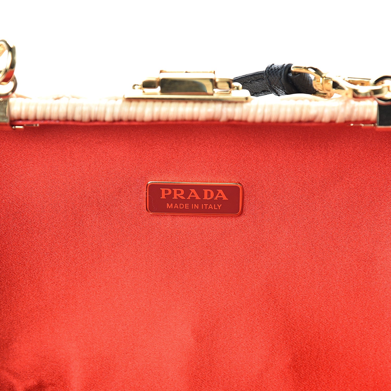 Prada Wicker Saffiano Hibiscus Print Crossbody Clutch Rosso 5 of 9