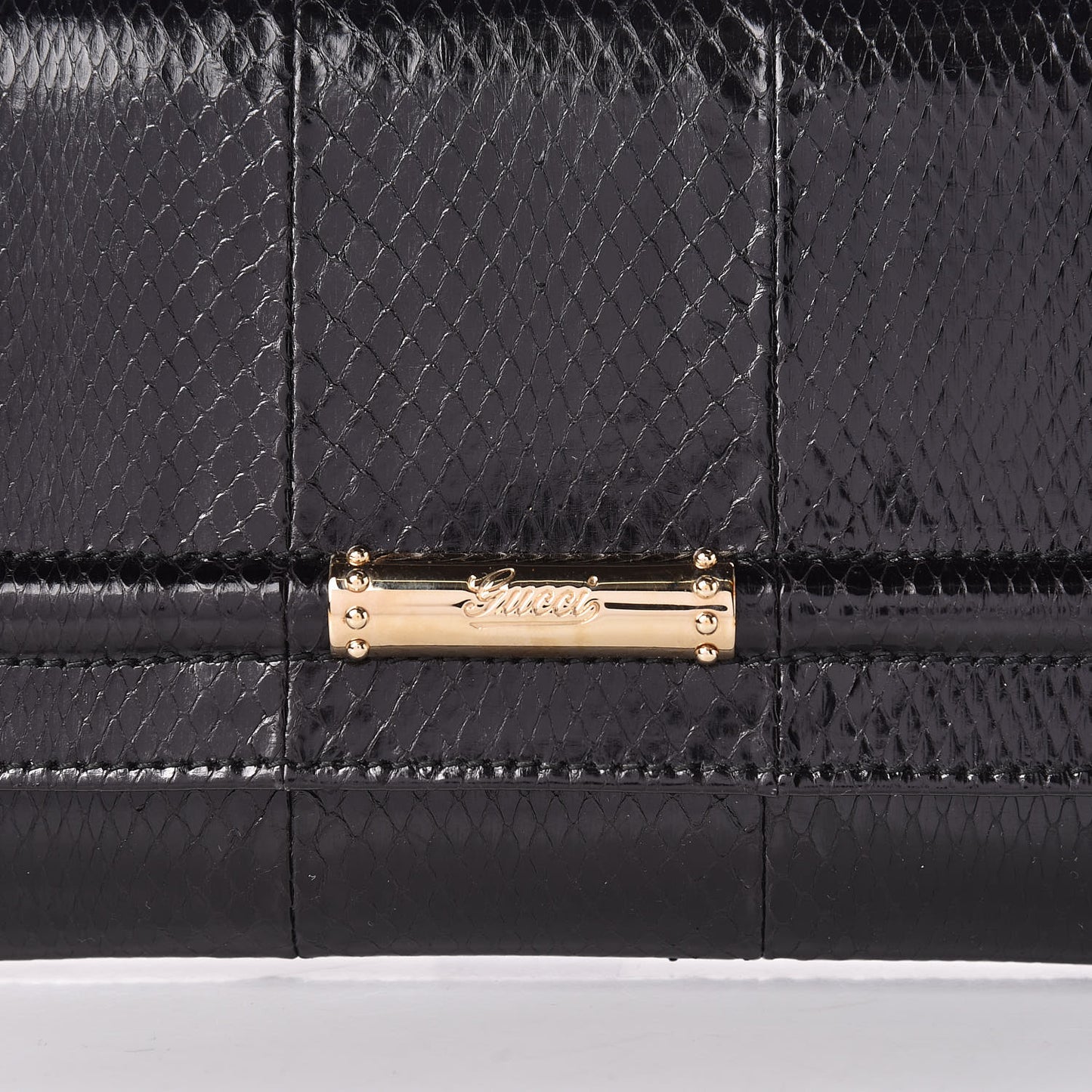 Snakeskin Broadway Clutch Black