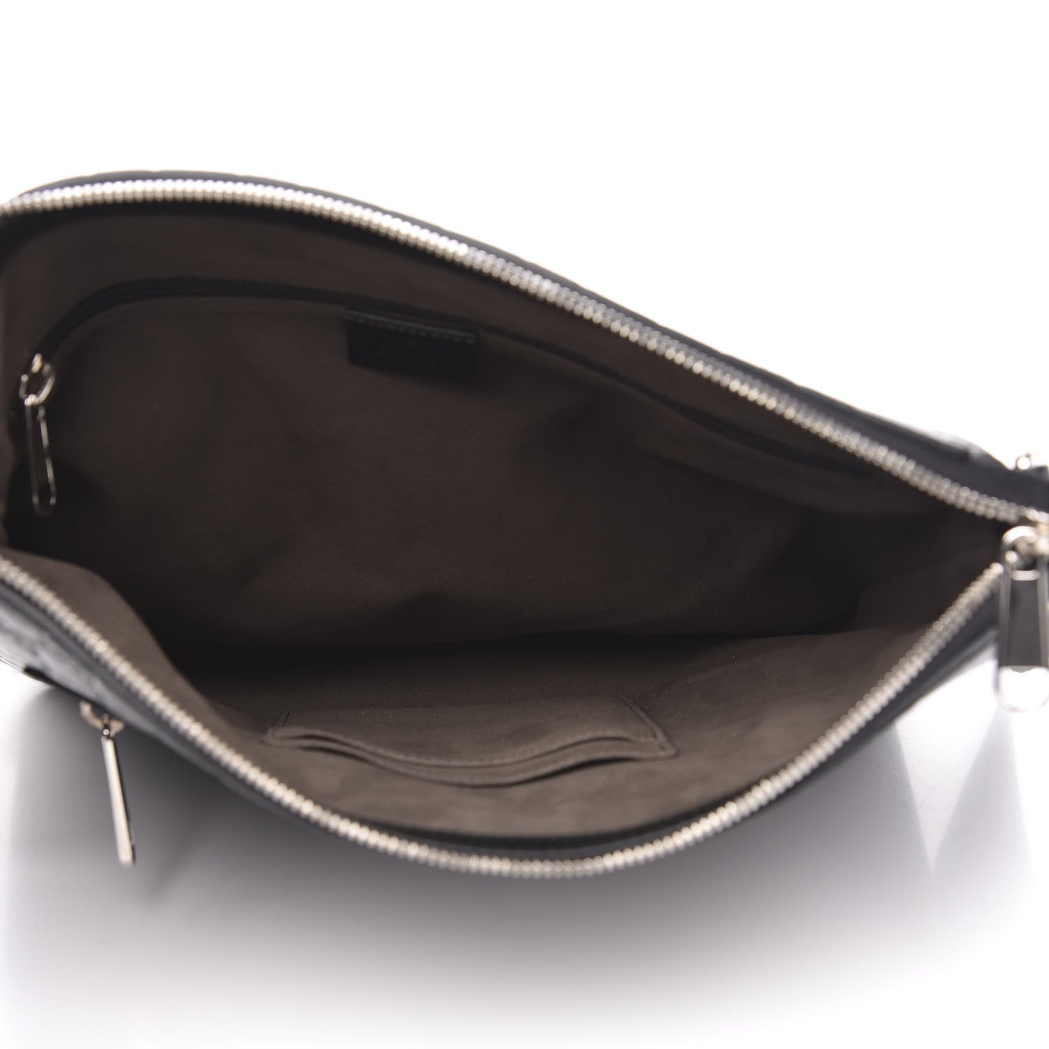 Gucci Guccissima Signature Medium Flat Messenger Bag Black 4 of 9