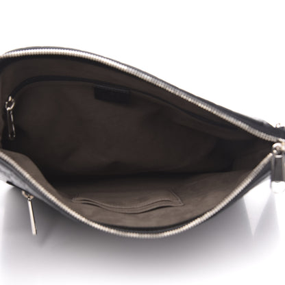Gucci Guccissima Signature Medium Flat Messenger Bag Black 4 of 9