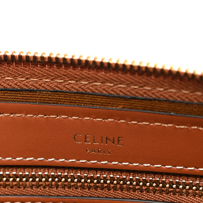 Celine Triomphe Canvas Calfskin Boston Bag Tan 7 of 10
