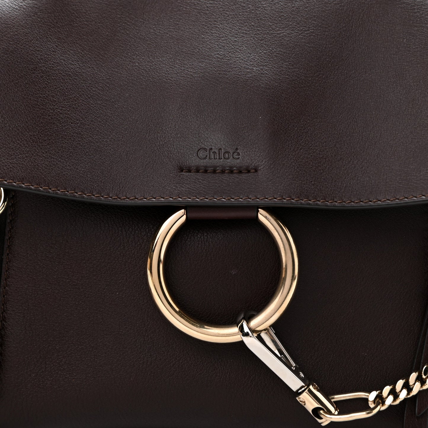 Calfskin Small Faye Day Shoulder Bag Carbon Brown
