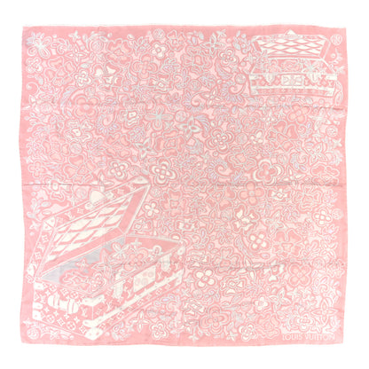 Louis Vuitton Silk Floral Trunk Square Scarf Pink 1 of 3