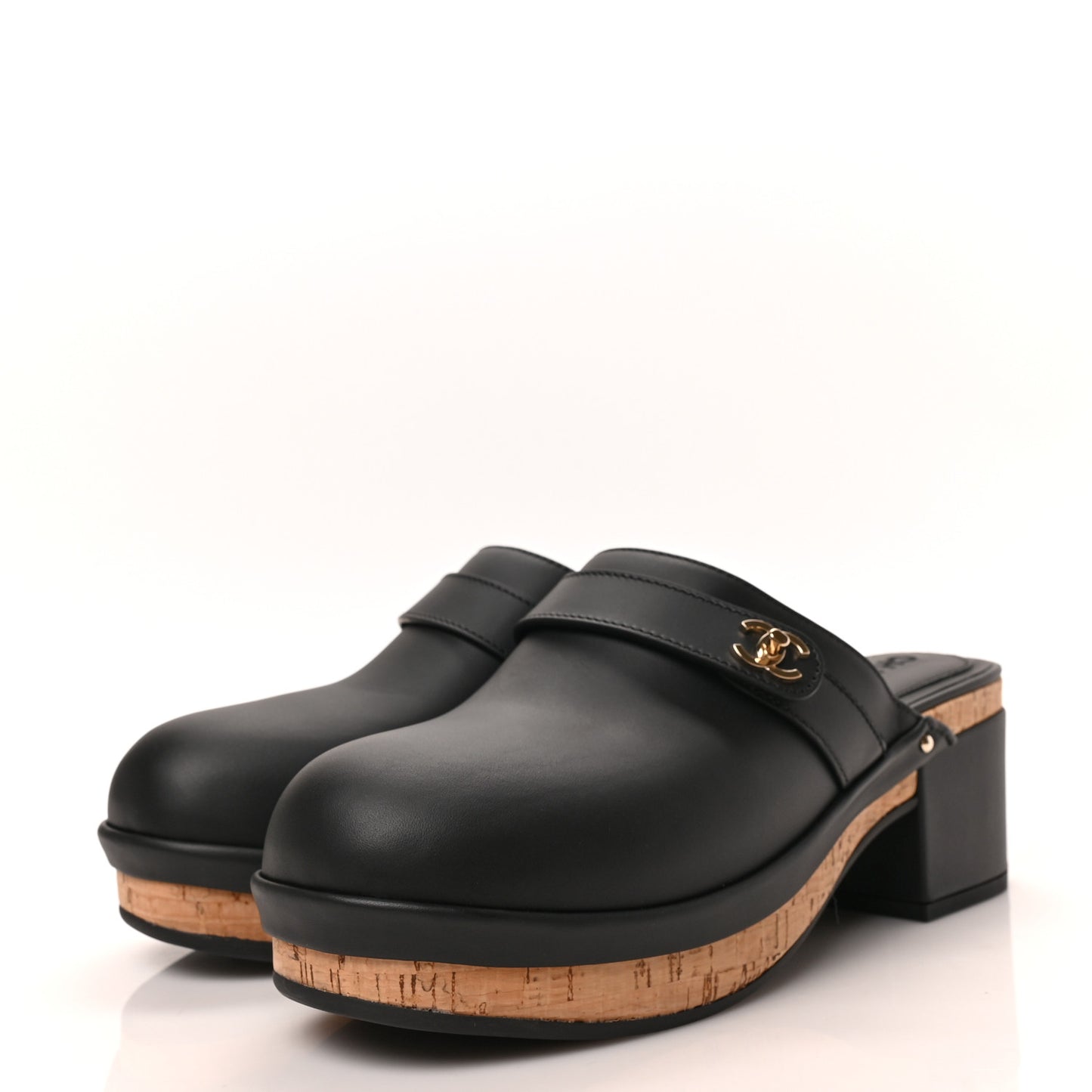 Calfskin CC Turn Lock Clogs 39 Black
