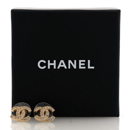 Chanel Crystal Mini Timeless CC Earrings Light Gold 5 of 5