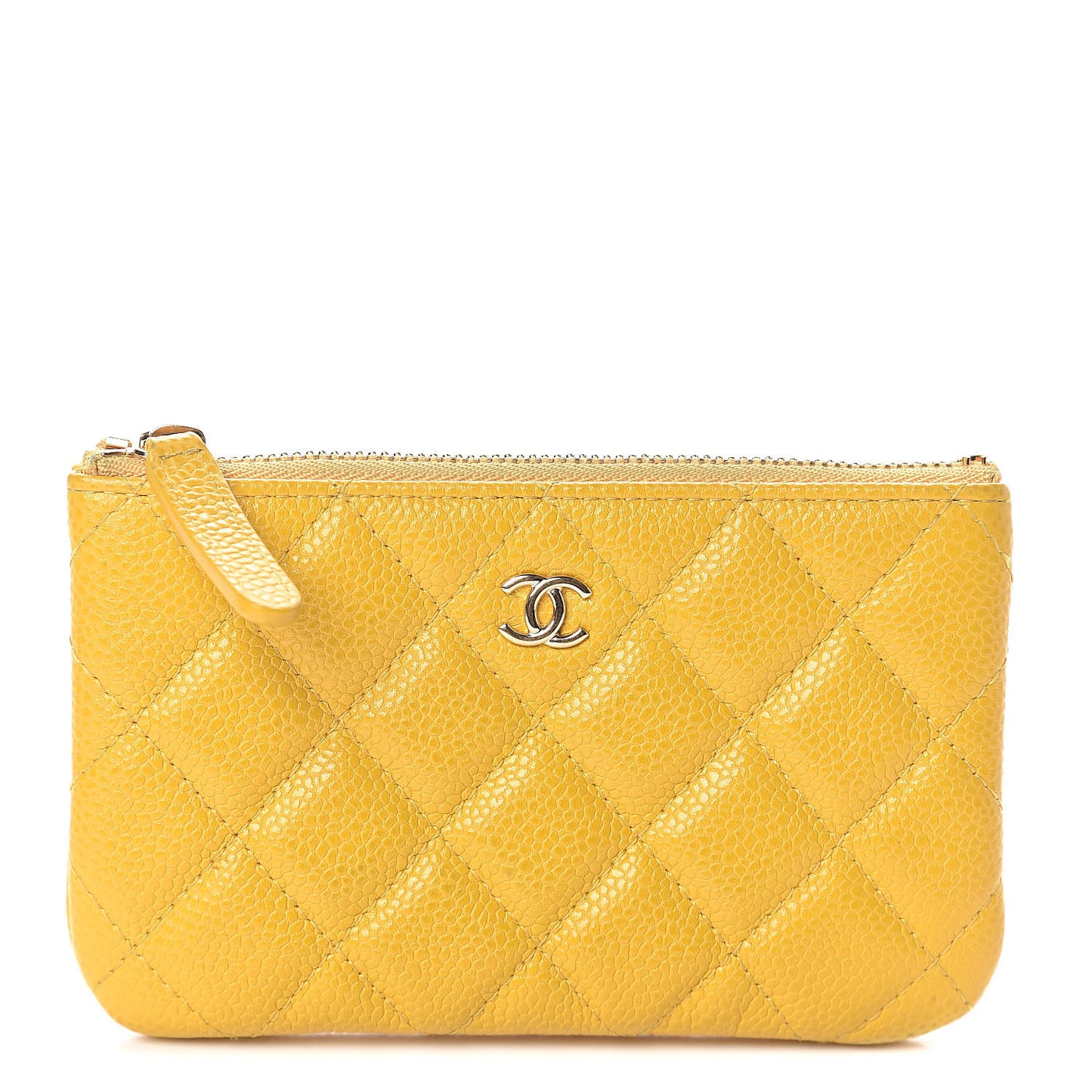 Caviar Quilted Small Cosmetic Case Yellow