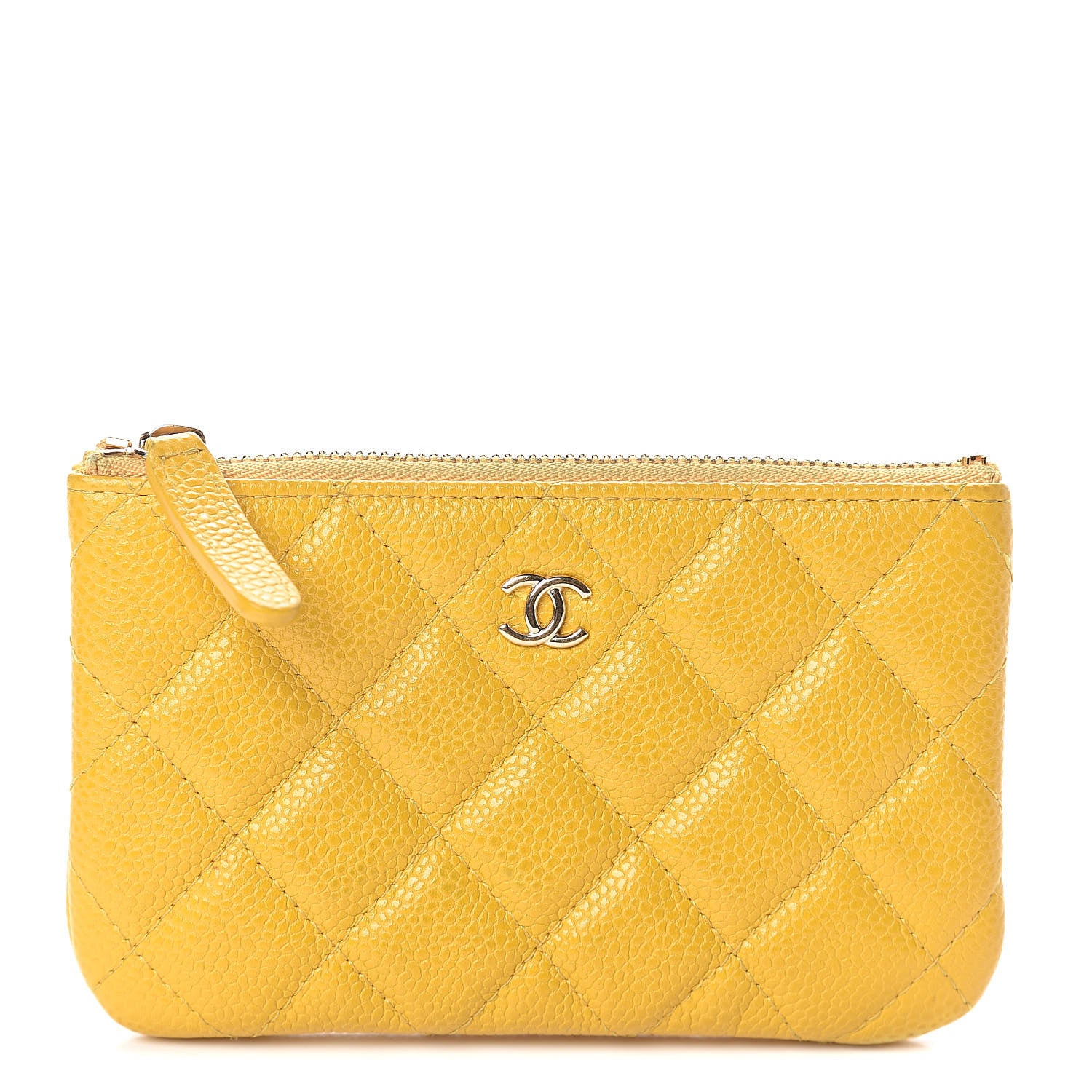 Chanel Caviar Quilted Small Cosmetic Case Yellow 1 of 8