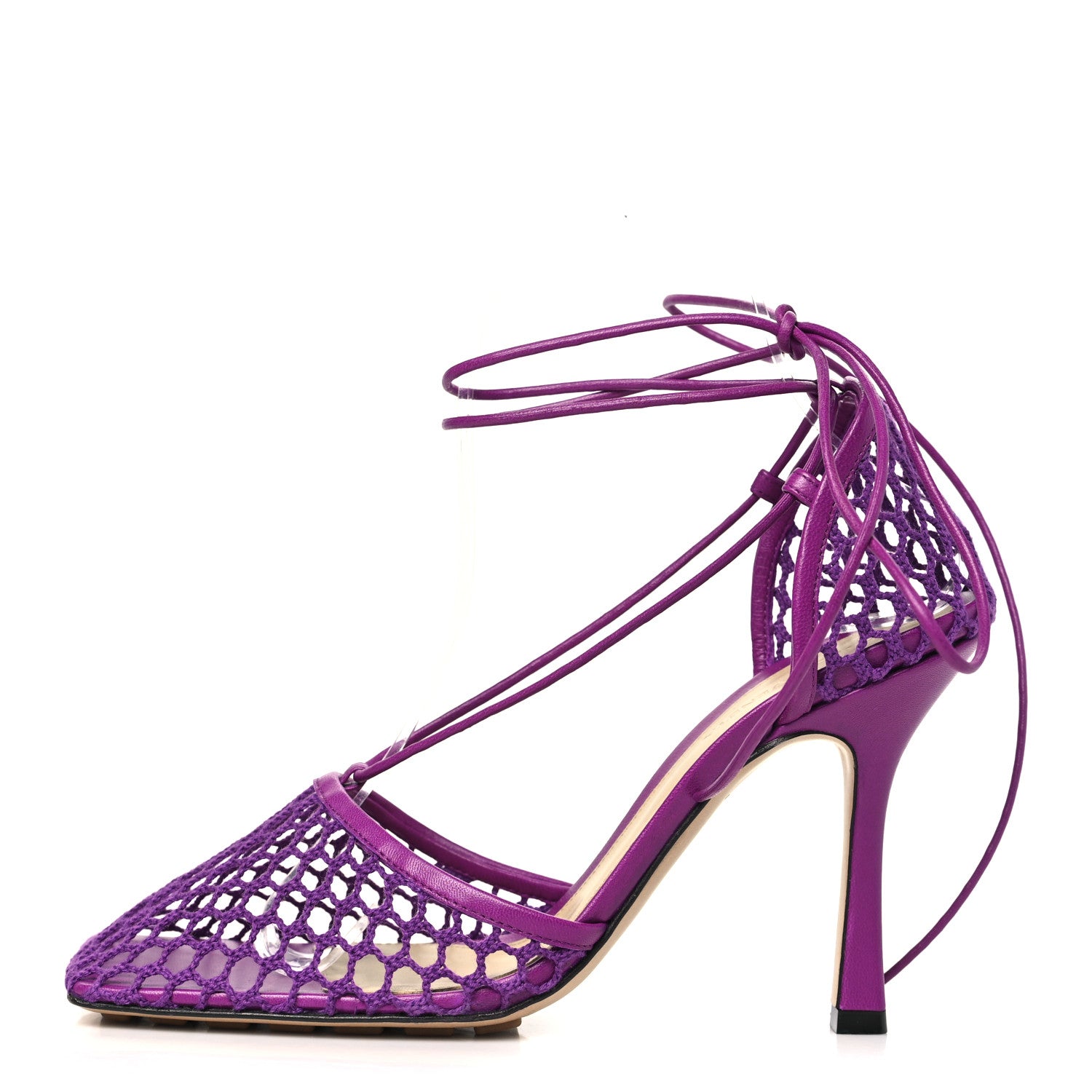 Bottega Veneta Mesh Nappa Stretch Ankle Tie 90mm Sandals 39.5 Venom 1 of 9