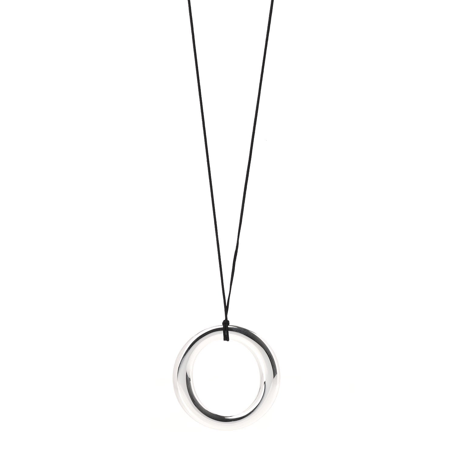 Tiffany Sterling Silver Extra Large Elsa Peretti Sevillana Pendant Cord Necklace 1 of 5