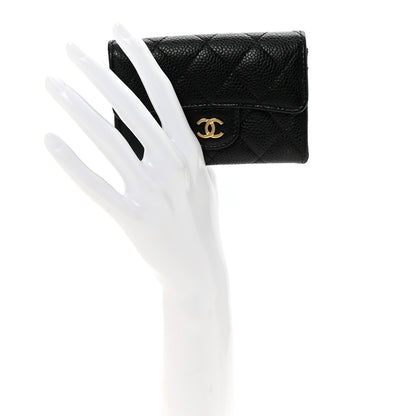Chanel Caviar Quilted Flap Card Holder Wallet Black 2 of 9