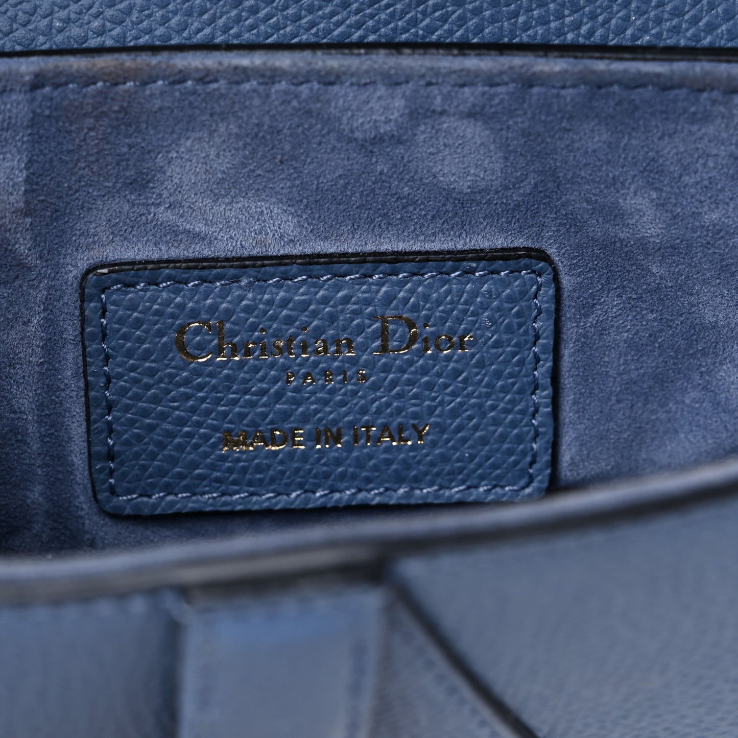 Grained Calfskin Mini Saddle Bag Denim Blue