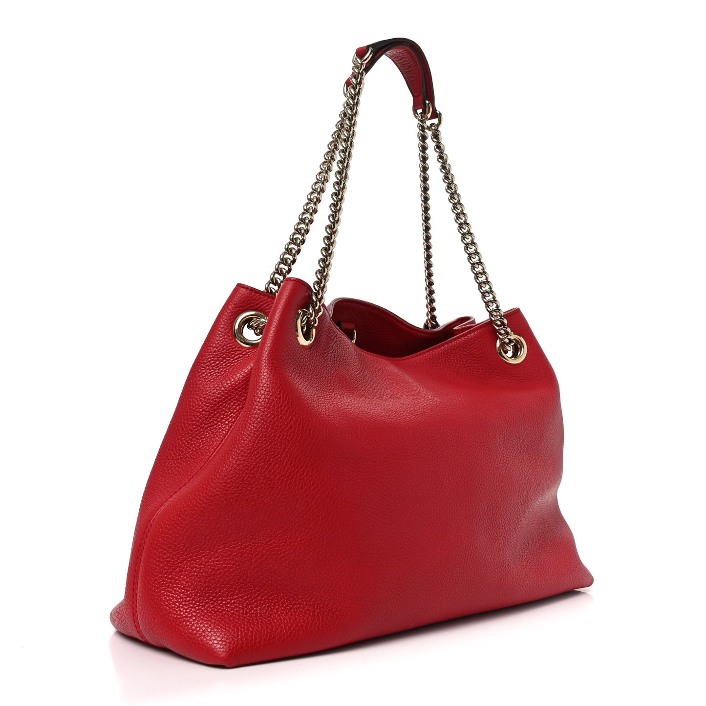 Pebbled Calfskin Medium Soho Chain Shoulder Bag Tabasco Red