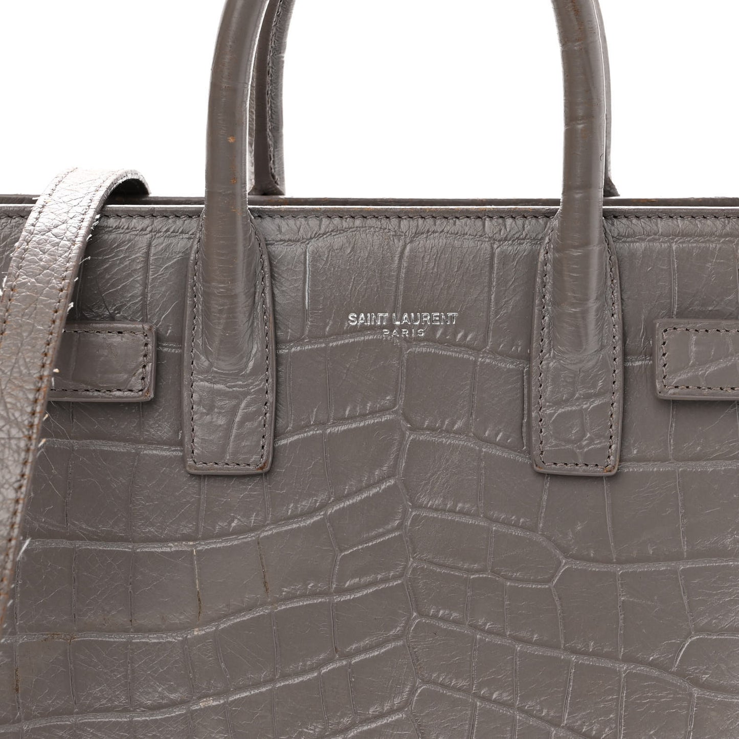 Calfskin Crocodile Embossed Nano Sac De Jour Fog