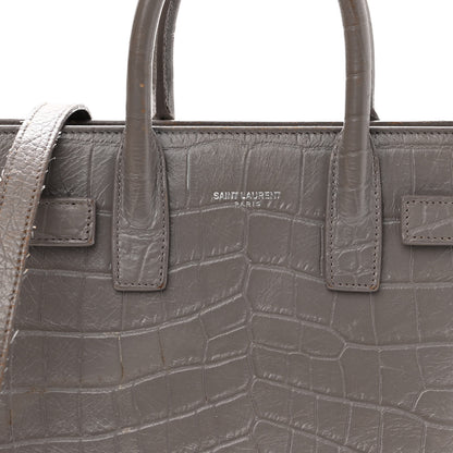 Saint Laurent Calfskin Crocodile Embossed Nano Sac De Jour Fog 7 of 23