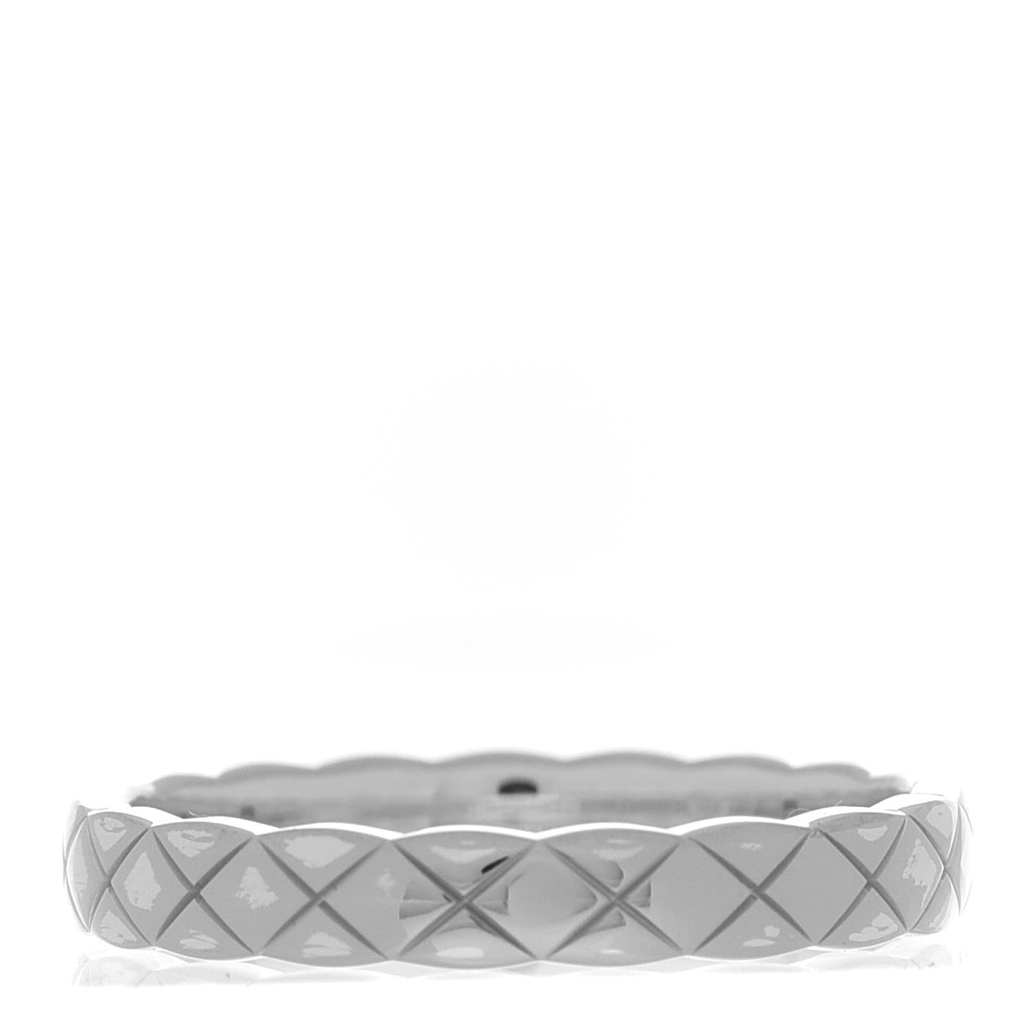 Chanel 18K White Gold Mini Coco Crush Ring 55 7.25 3 of 6
