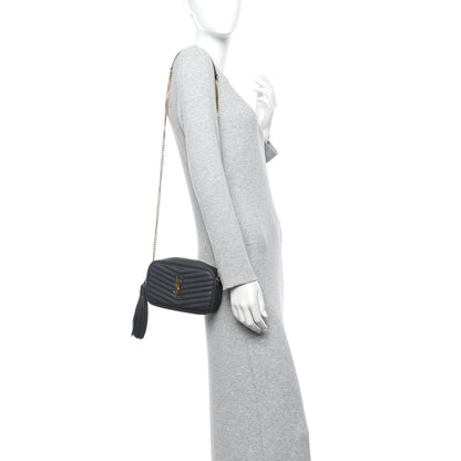 Saint Laurent Grain De Poudre Matelasse Monogram Mini Lou Camera Bag Dark Smog 2 of 11