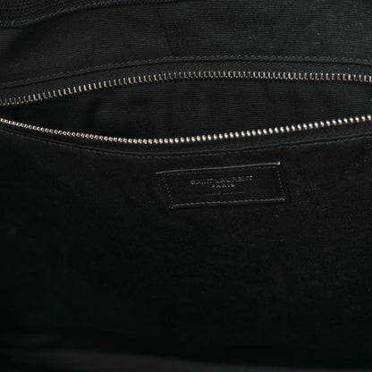 Saint Laurent Raffia Linen Calfskin Rive Gauche Tote Black 6 of 13